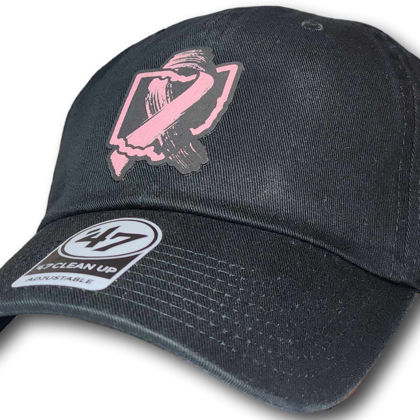 Breast Cancer Ribbon Intertwined with Ohio Pink Leatherette Patch '47 Clean Up Cap - Columbus Apparel Co